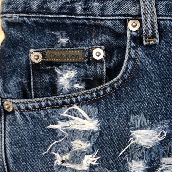 Calvin Klein Distressed Blue Jean Shorts Women 10 - Picture 2 of 6